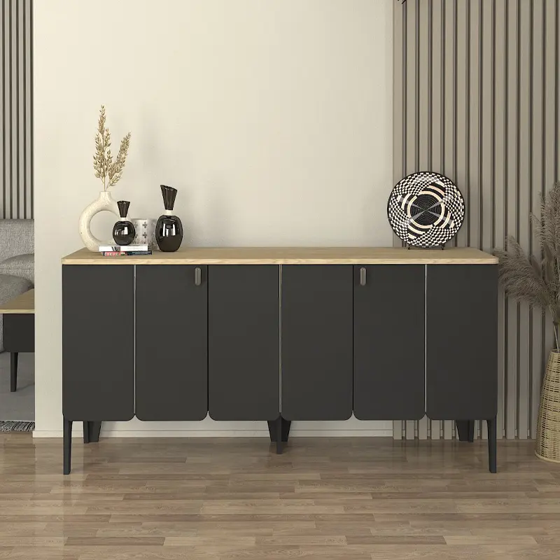Μπουφές Σκιάθος 37 χρώμα ανθρακί – rota oak 150x45x75εκ.