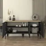 Μπουφές Σκιάθος 37 χρώμα ανθρακί – rota oak 150x45x75εκ. – εικόνα 2