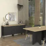 Μπουφές Σκιάθος 37 χρώμα ανθρακί – rota oak 150x45x75εκ. – εικόνα 5