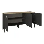 Μπουφές Σκιάθος 37 χρώμα ανθρακί – rota oak 150x45x75εκ. – εικόνα 7