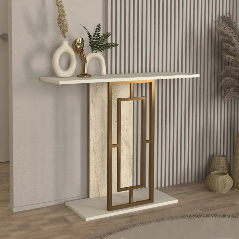 Κονσόλα Χίος 44 χρώμα sandstone – travertine – χρυσό 90×29,6×76,8εκ.