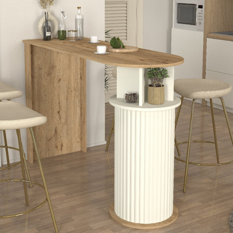 Τραπέζι μπαρ Bohema χρώμα sepet oak – ivory 150×51,6×101,8εκ.