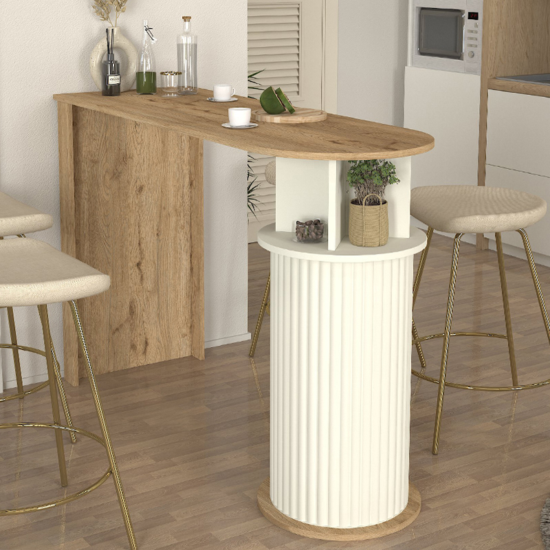 Τραπέζι μπαρ Ανάφη 67 χρώμα sepet oak - ivory 150x51,6x101,8εκ.