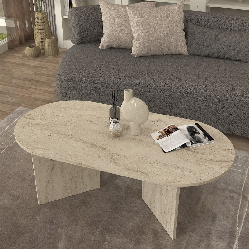 Τραπεζάκι σαλονιού Κρήτη 47 χρώμα travertine 120x60x39,6εκ.