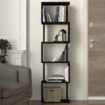Βιβλιοθήκη Δωδώνη 73 χρώμα μαύρο 45×19,6×158,8εκ. – εικόνα 2