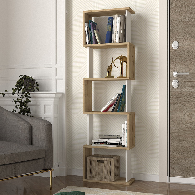 Βιβλιοθήκη Δωδώνη 73 χρώμα sapphire oak - λευκό 45x19,6x158,8εκ.