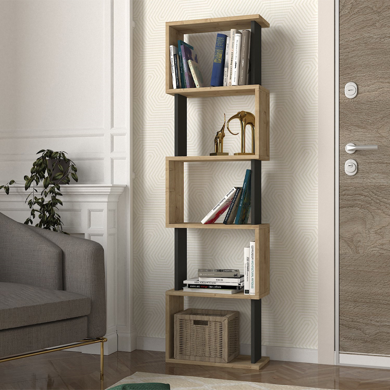 Βιβλιοθήκη Δωδώνη 73 χρώμα sapphire oak - ανθρακί 45x19,6x158,8εκ.