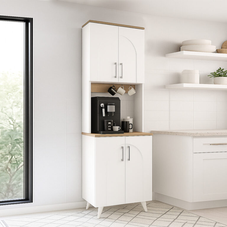 Έπιπλο κουζίνας Kalira 2 χρώμα λευκό – rota oak 60x40x196εκ.