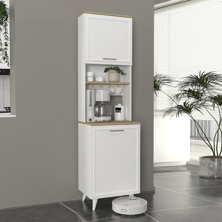 Έπιπλο κουζίνας Potter 1 χρώμα λευκό – rota oak 53,4×39,6×196,1εκ.