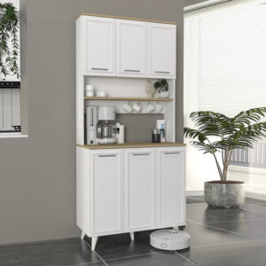 Έπιπλο κουζίνας Potter 3 χρώμα λευκό - rota oak 90x40x196,1εκ.