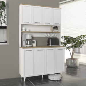 Έπιπλο κουζίνας Potter 4 χρώμα λευκό - rota oak 120x40x196,1εκ.