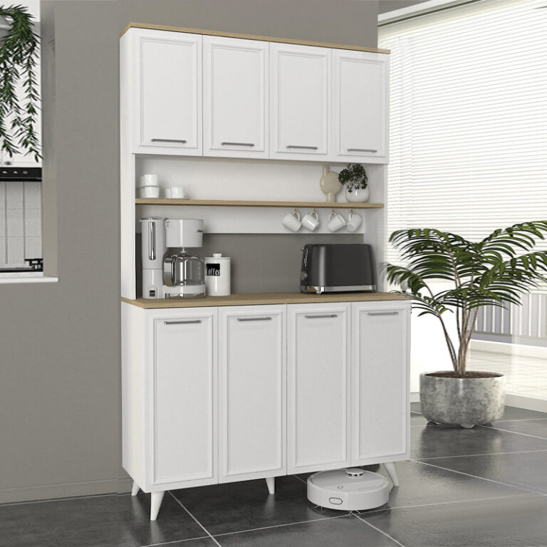 Έπιπλο κουζίνας Potter 4 χρώμα λευκό – rota oak 120x40x196,1εκ.