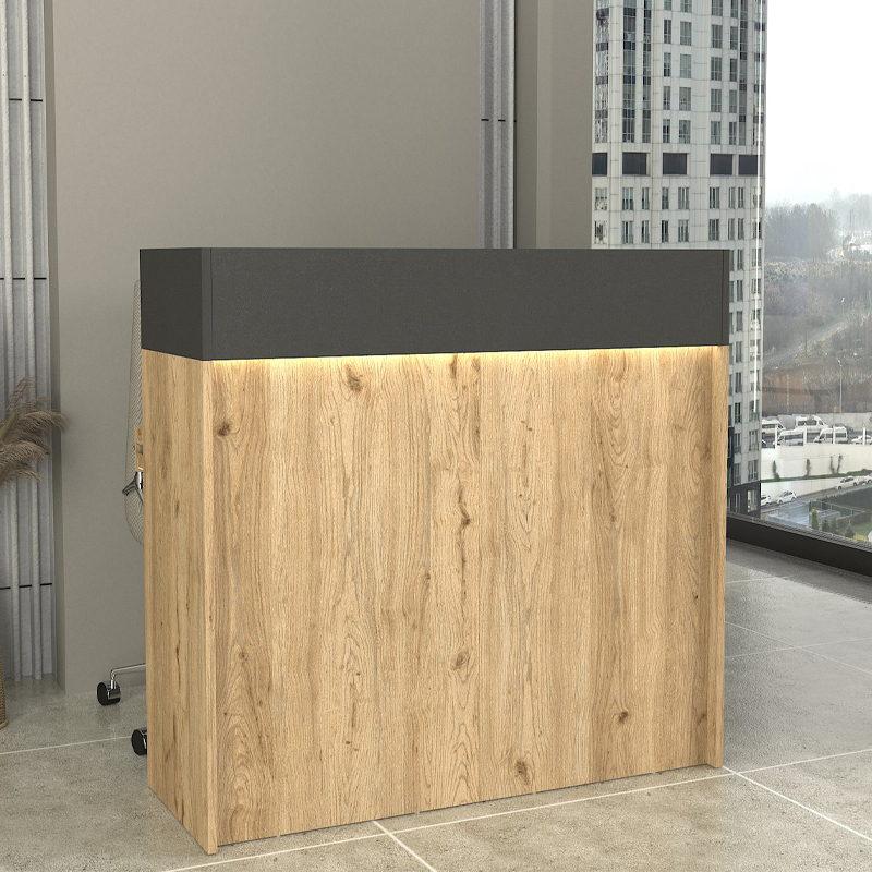 Γραφείο υποδοχής - Αίγινα 53 με LED χρώμα sepet oak - ανθρακί 113,6x42x110εκ.
