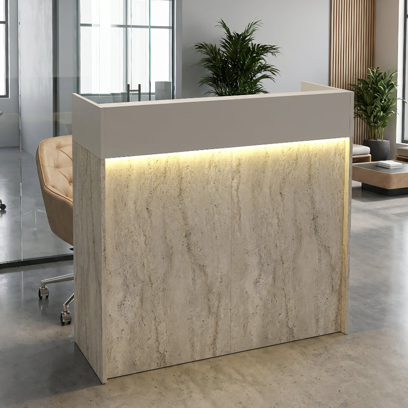 Γραφείο υποδοχής - Αίγινα 53 με LED χρώμα travertine - sandstone 113,6x42x110εκ.