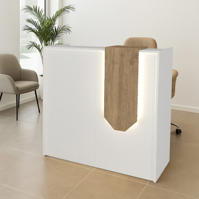 Γραφείο υποδοχής – reception Navita με LED χρώμα λευκό – sepet oak 113,6x42x111,8εκ.