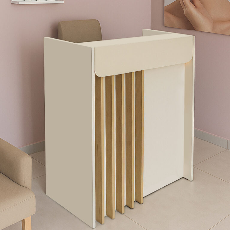 Γραφείο υποδοχής – reception Karibu με LED χρώμα sandstone – sepet oak 90x40x100εκ.