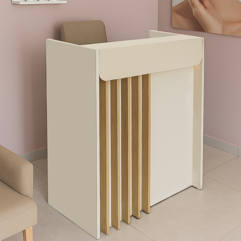 Γραφείο υποδοχής - Αντίπαρος 69 με LED χρώμα sandstone - sepet oak 90x40x100εκ.