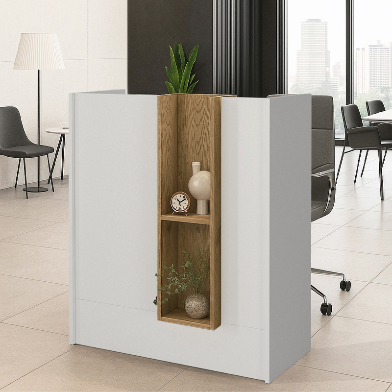 Γραφείο υποδοχής - Μύκονος 77 χρώμα λευκό - sepet oak 90x43,2x110εκ.