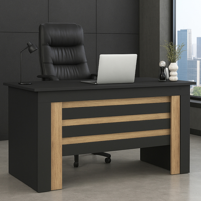 Γραφείο εργασίας Μήλος 20 χρώμα ανθρακί - sepet oak 140x59,6x76,8εκ.