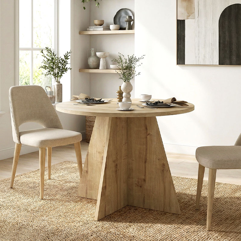 Τραπέζι Άνδρος 74 χρώμα sapphire oak Ø100x75,7εκ.