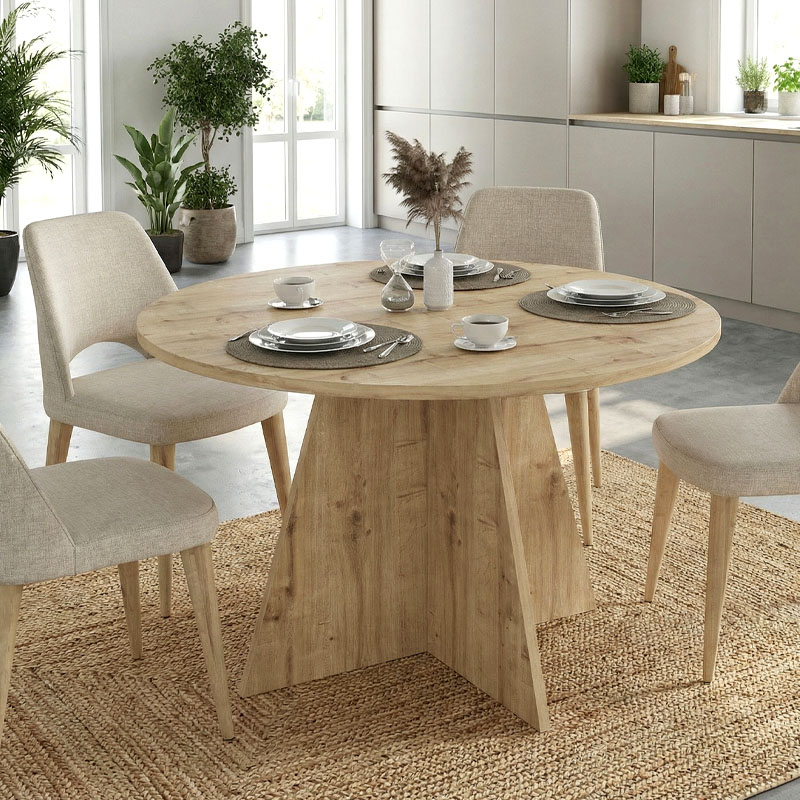 Τραπέζι Άνδρος 74 χρώμα sapphire oak Ø120x75,7εκ.