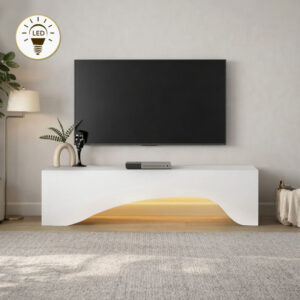 Έπιπλο τηλεόρασης Mara με LED χρώμα λευκό 150x31,4x40εκ.
