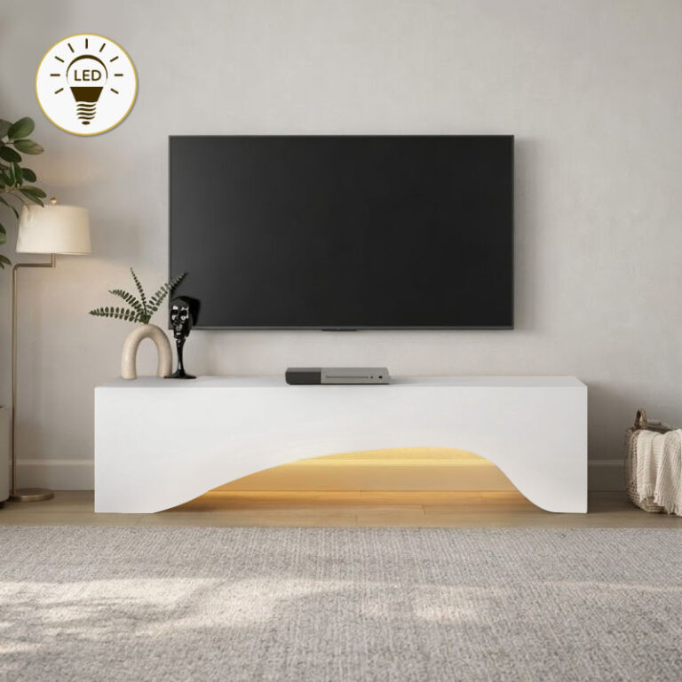 Έπιπλο τηλεόρασης Mara με LED χρώμα λευκό 150×31,4×40εκ.