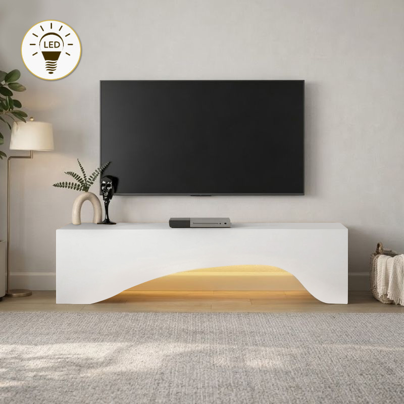 Έπιπλο τηλεόρασης Χάλκη 83 με LED χρώμα λευκό 150x31,4x40εκ.
