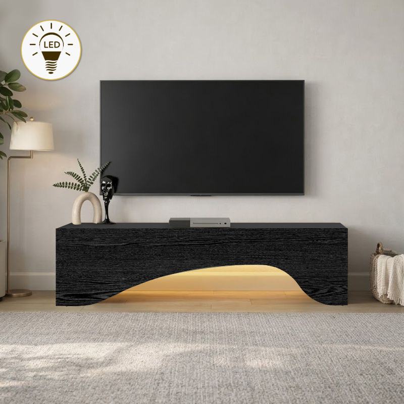 Έπιπλο τηλεόρασης Χάλκη 83 με LED χρώμα sencron black 150x31,4x40εκ.