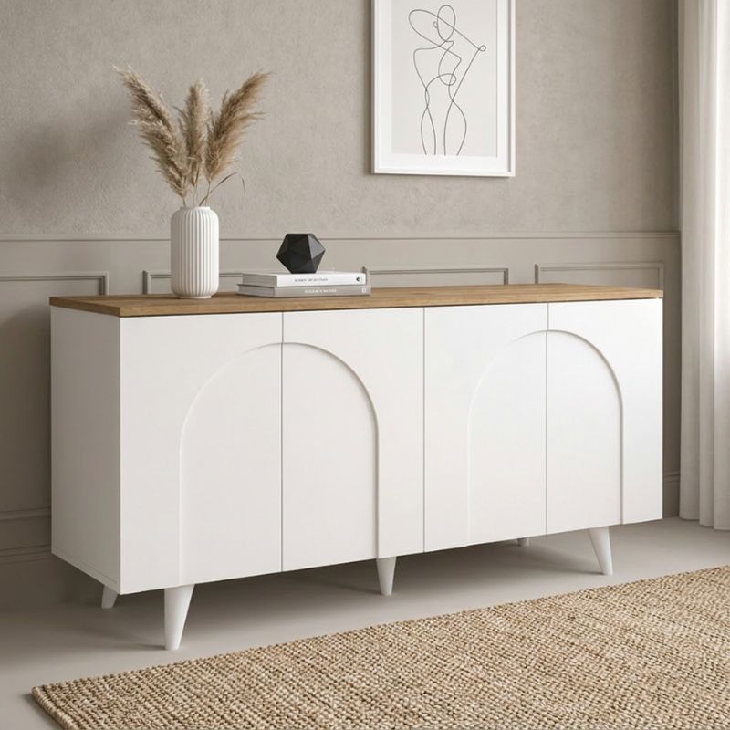 Μπουφές Αντίπαρος 97 χρώμα λευκό - sepet oak 150x45x74,6εκ.
