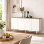 Μπουφές Αντίπαρος 97 χρώμα λευκό – sepet oak 150x45x74,6εκ. – εικόνα 4
