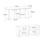 Μπουφές Αντίπαρος 97 χρώμα λευκό – sepet oak 150x45x74,6εκ. – εικόνα 6