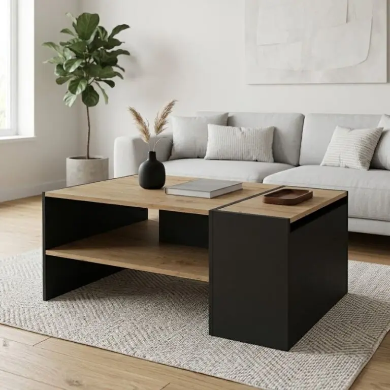 Τραπεζάκι σαλονιού Ίος 37 χρώμα sapphire oak – ανθρακί 110x60x45εκ.