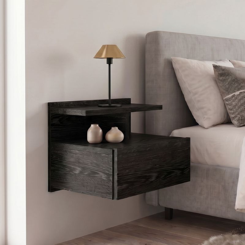 Κομοδίνο επιτοίχιο Σύμη 80 χρώμα sencron black 40x33,2x32εκ.