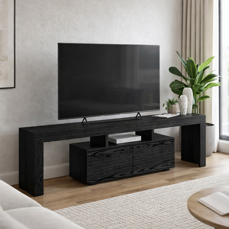 Έπιπλο τηλεόρασης Σίφνος 73 χρώμα sencron black 180x31,3x50,2εκ.