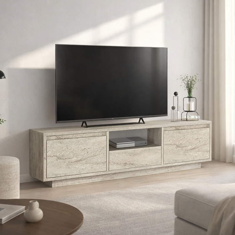Έπιπλο τηλεόρασης Σαντορίνη 73 χρώμα travertine 160x29,5x42εκ.
