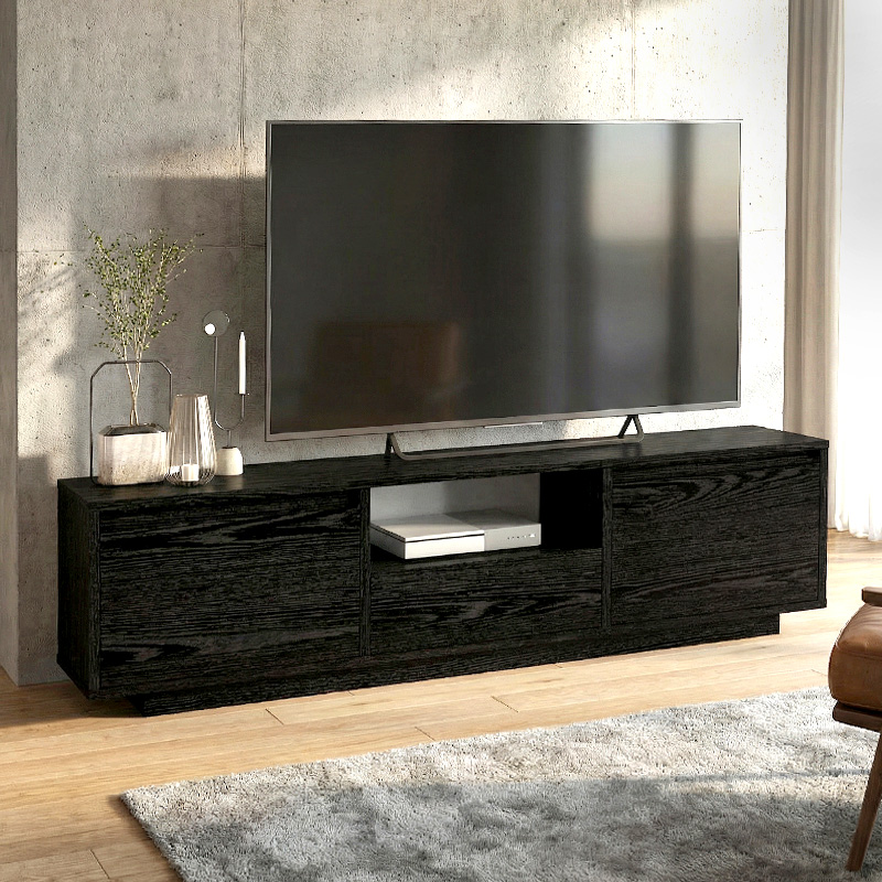 Έπιπλο τηλεόρασης Σαντορίνη 73 χρώμα sencron black 160x29,5x42εκ.
