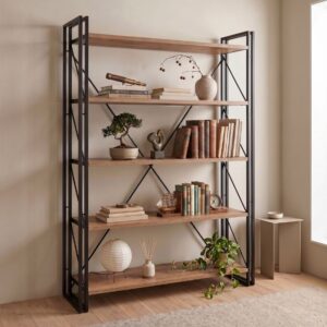 Βιβλιοθήκη Atlas χρώμα antlantic pine - μαύρο 130x35x180εκ.