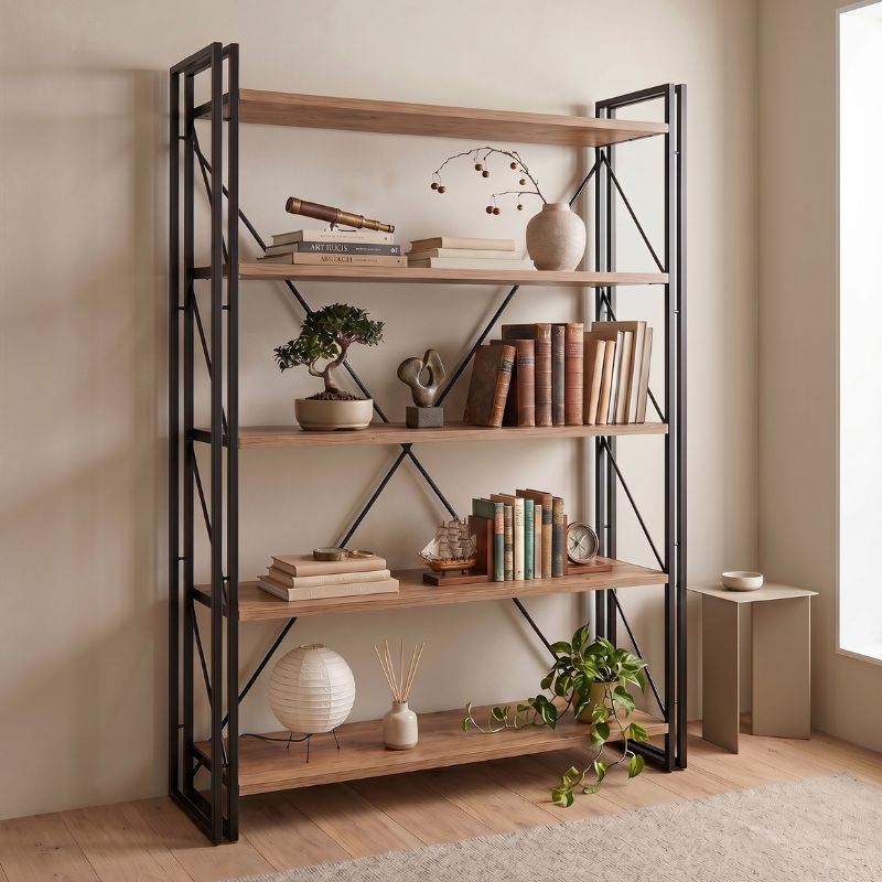 Βιβλιοθήκη Κύθνος 49 χρώμα antlantic pine - μαύρο 130x35x180εκ.