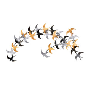 Διακοσμητικό τοίχου Birds μεταλλικό χρώμα μαύρο – bronze – ασημί 137×62εκ.