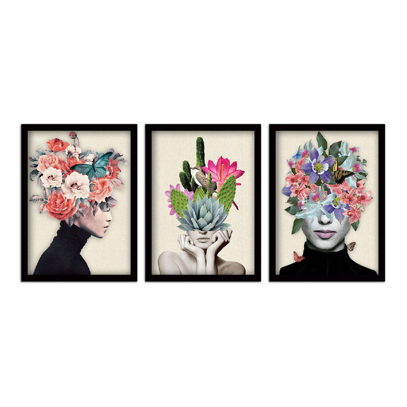 Πίνακας "Flower Girls" 3 τμχ. σε πλαίσιο 35x45x2εκ.