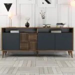 Μπουφές Αντίπαρος 72 χρώμα καρυδί – ανθρακί 180x35x78,6εκ. – εικόνα 3