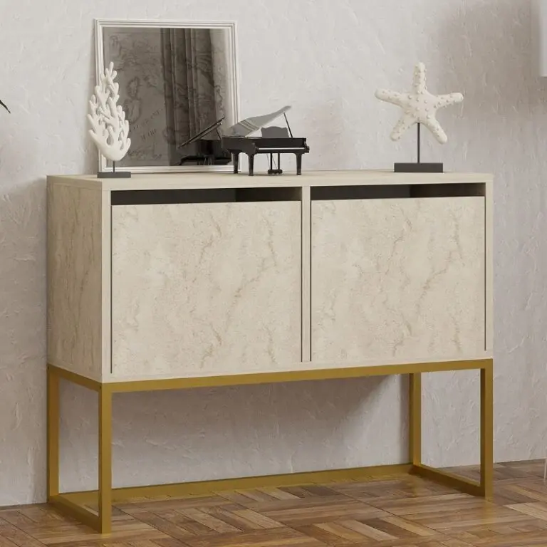 Κονσόλα – Μπουφές Σκιάθος 87 χρώμα μπεζ travertine – χρυσό 90x34x70εκ.