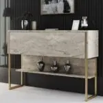 Μπουφές Αντίπαρος 40 χρώμα travertine – χρυσό 120x30x80εκ.