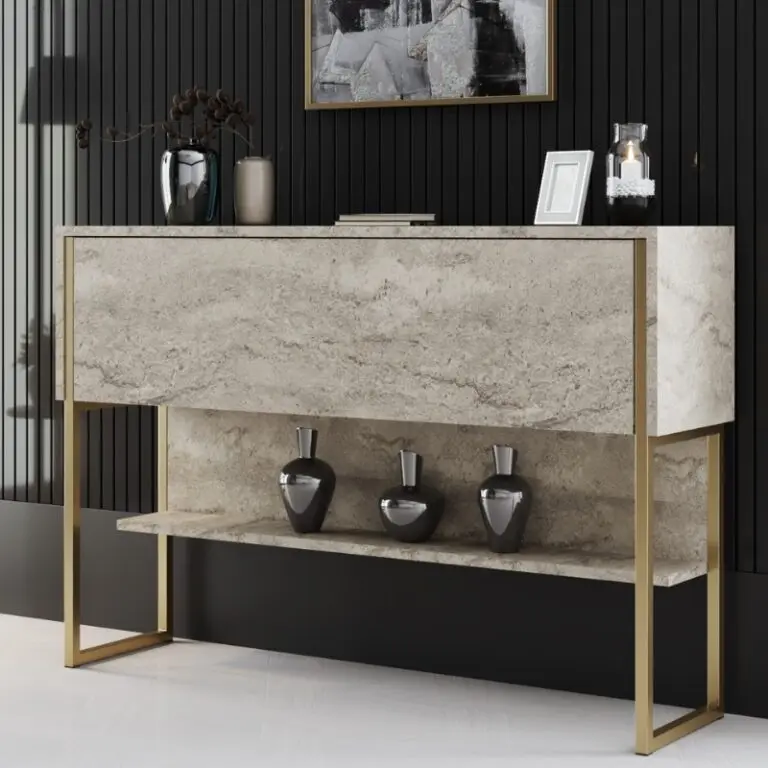 Μπουφές Αντίπαρος 40 χρώμα travertine – χρυσό 120x30x80εκ.