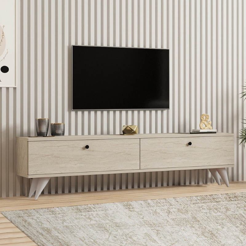 Έπιπλο τηλεόρασης Ικαρία 11 χρώμα travertine 160x25x35εκ.