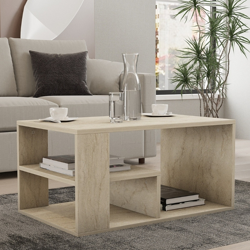 Τραπεζάκι σαλονιού Αίγινα 68 χρώμα travertine 80x50x40εκ.