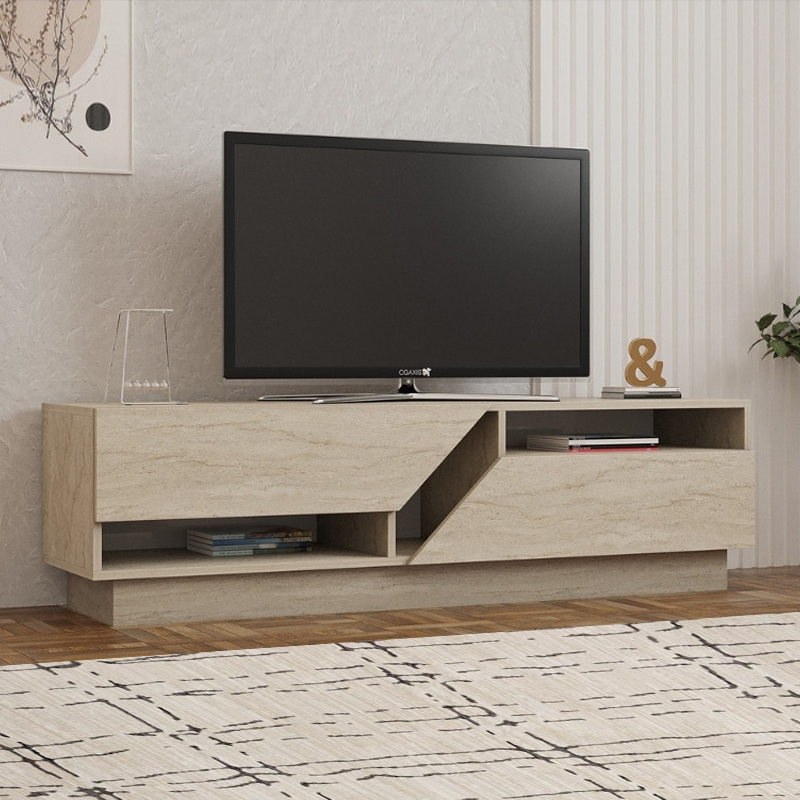 Έπιπλο τηλεόρασης Παρνασσός 98 χρώμα travertine 160x40x45εκ.
