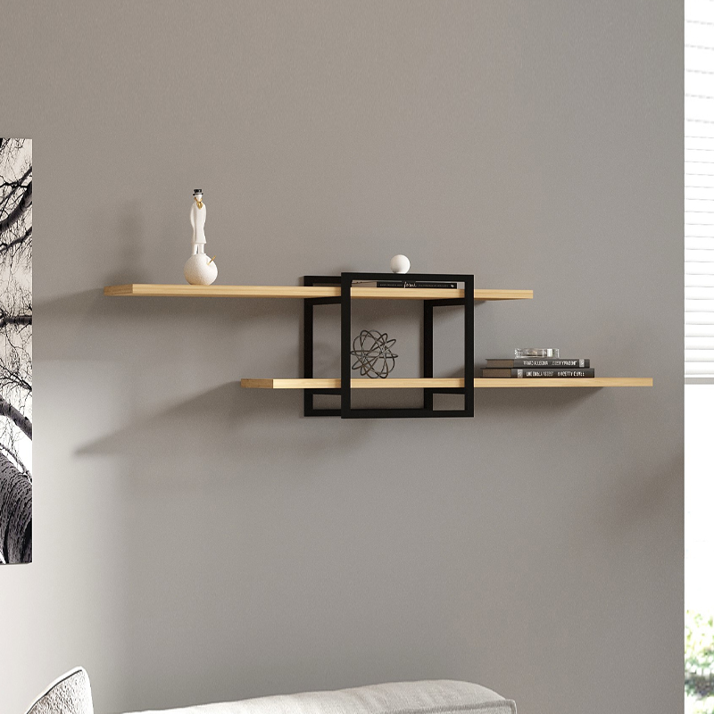 Ραφιέρα τοίχου Ιθάκη 94 χρώμα sapphire oak - μαύρο 120x18x30εκ.
