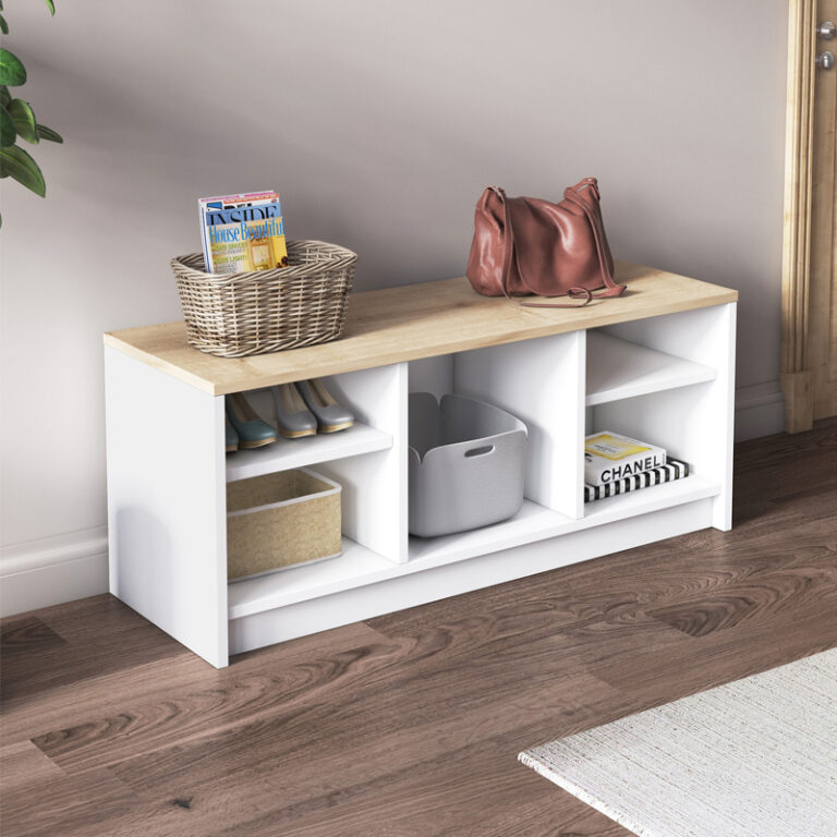 Παπουτσοθήκη London χρώμα λευκό – sapphire oak 100x35x40εκ.